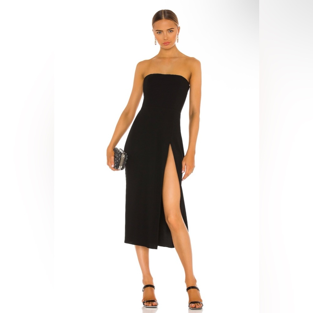 Amanda Uprichard Mandy Midi Dress in Black Revolve